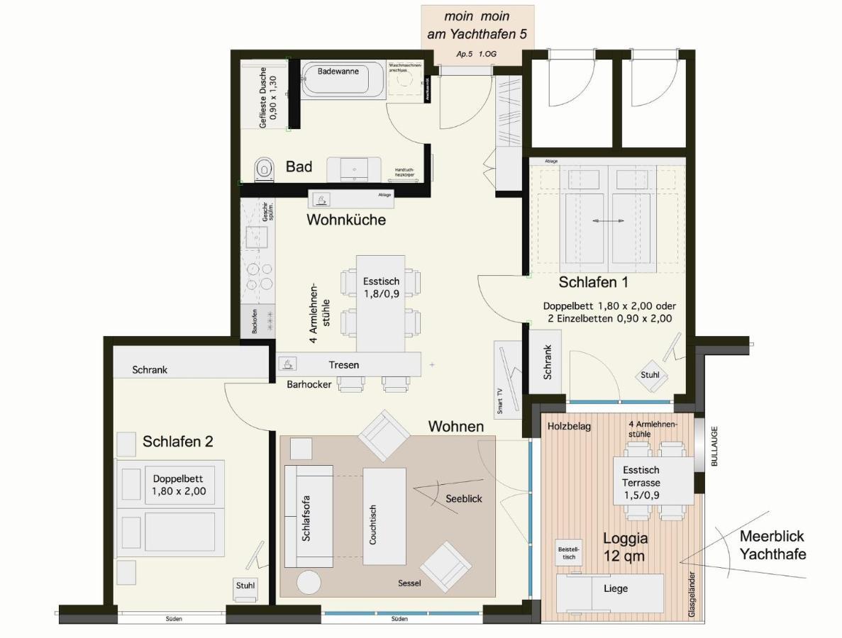Apartmenthaus Hafenspitze Ap 5 - "Am Yachthafen 5" - Blickrichtung Offenes Meerstrandpromenade Екернферде Екстер'єр фото